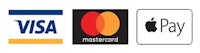 the visa, mastercard, and apple pay logos